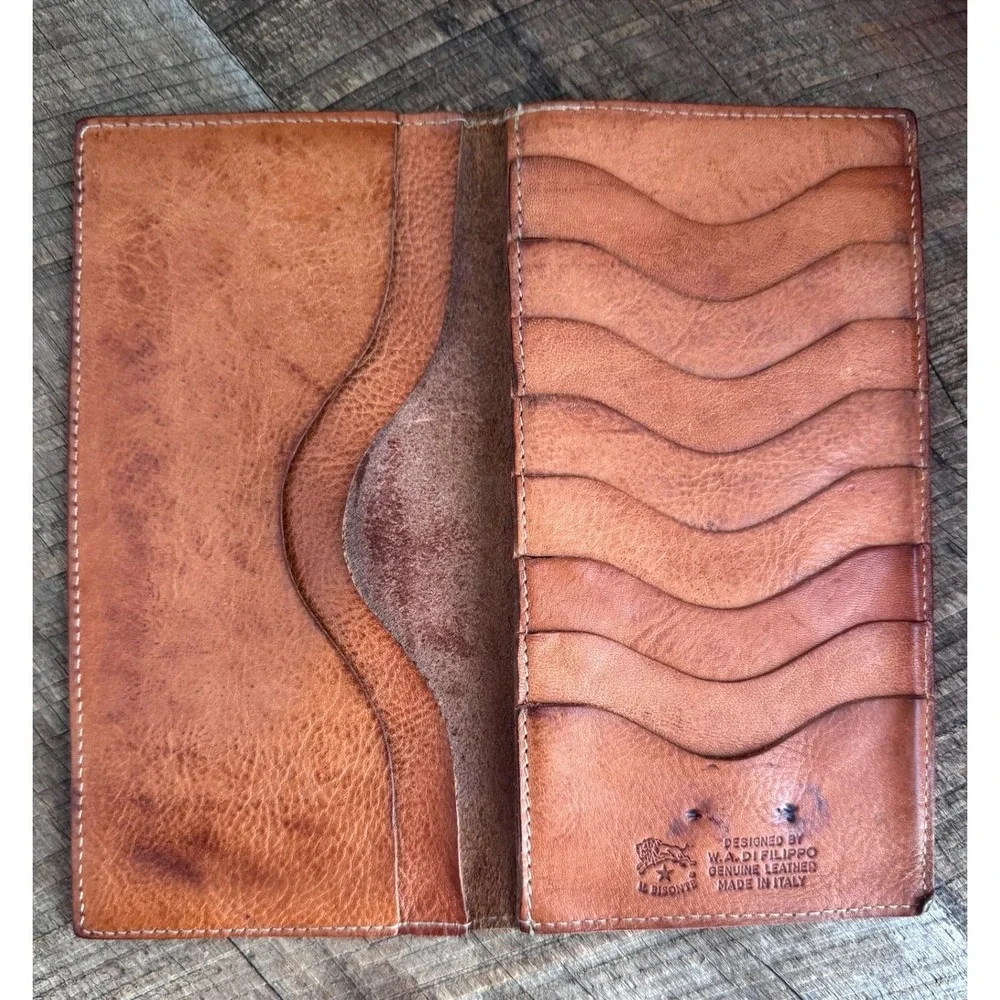 Distressed Il Bisonte Long Leather Rodeo Roper Western Style Bifold Vintage